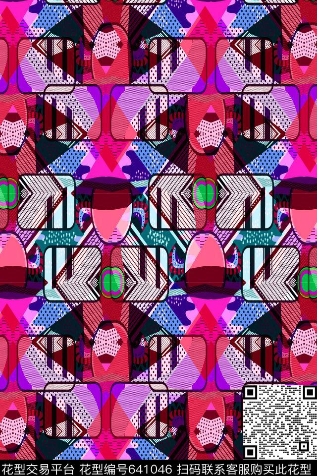 菱形方格不规则几何传统印花华亿平台下载（图片编号: 641046） - 瓦栏（Walan）