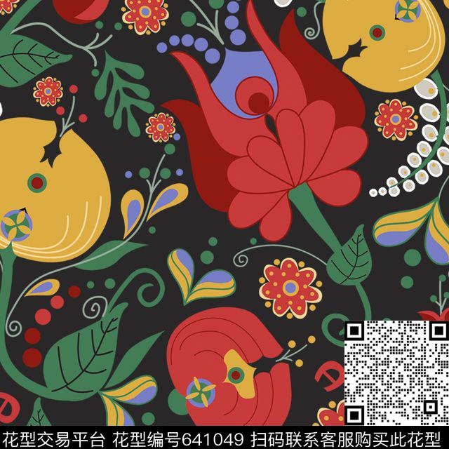 南美笔触民族风数码印花华亿平台下载（图片编号: 641049） - 瓦栏（Walan）