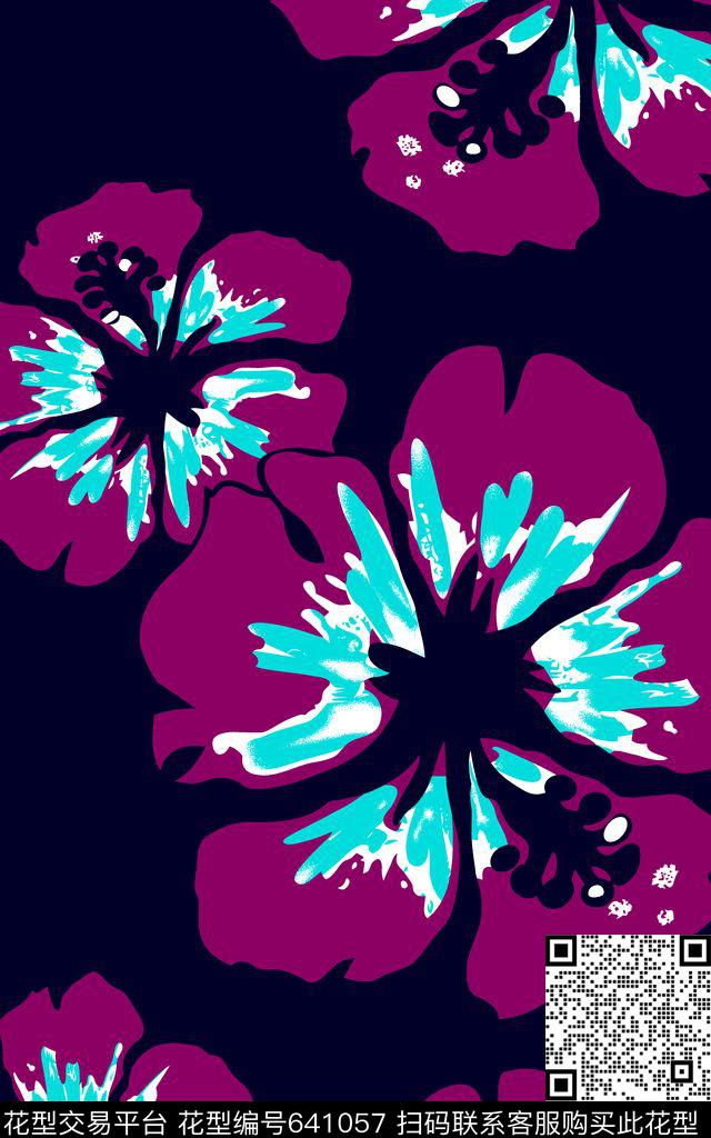 花卉简约花卉0分色区传统印花华亿平台下载（图片编号: 641057） - 瓦栏（Walan）