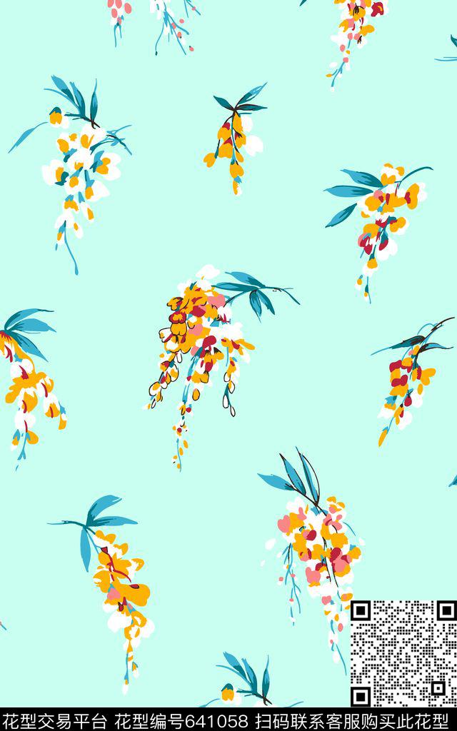 抽象花卉花卉简约花卉传统印花华亿平台下载（图片编号: 641058） - 瓦栏（Walan）
