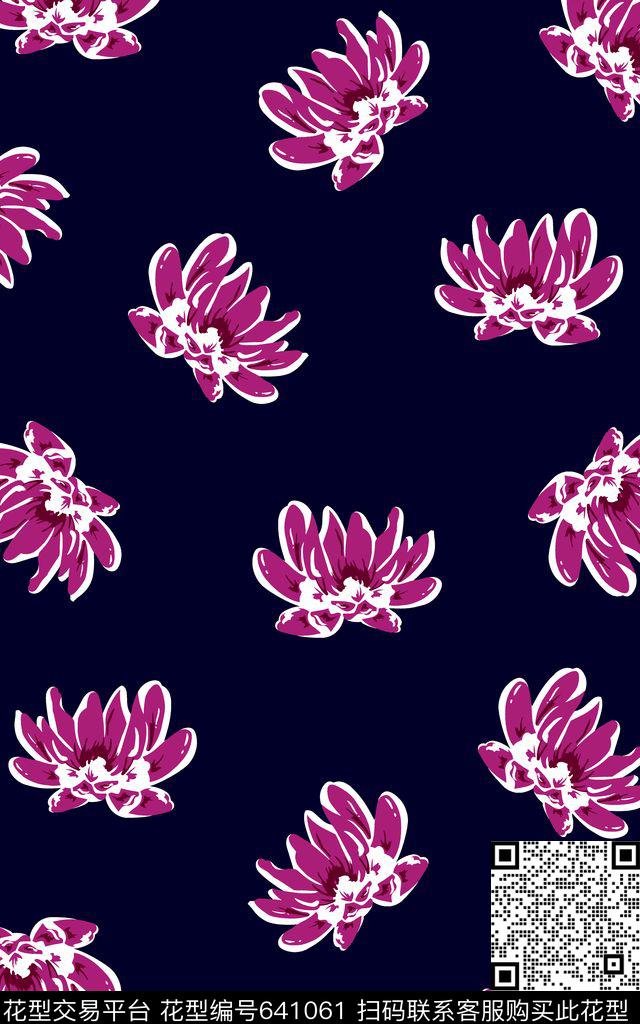 花卉简约花卉0分色区传统印花华亿平台下载（图片编号: 641061） - 瓦栏（Walan）