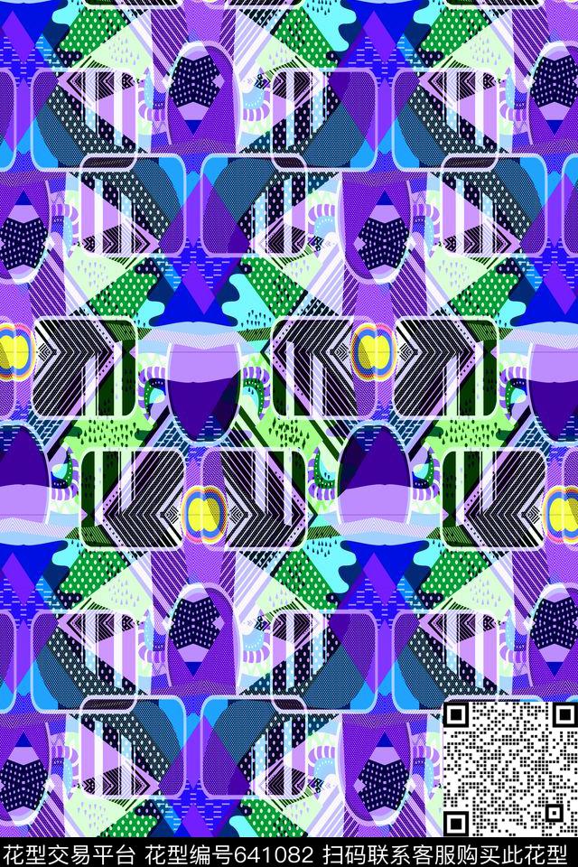 菱形方格不规则几何传统印花华亿平台下载（图片编号: 641082） - 瓦栏（Walan）