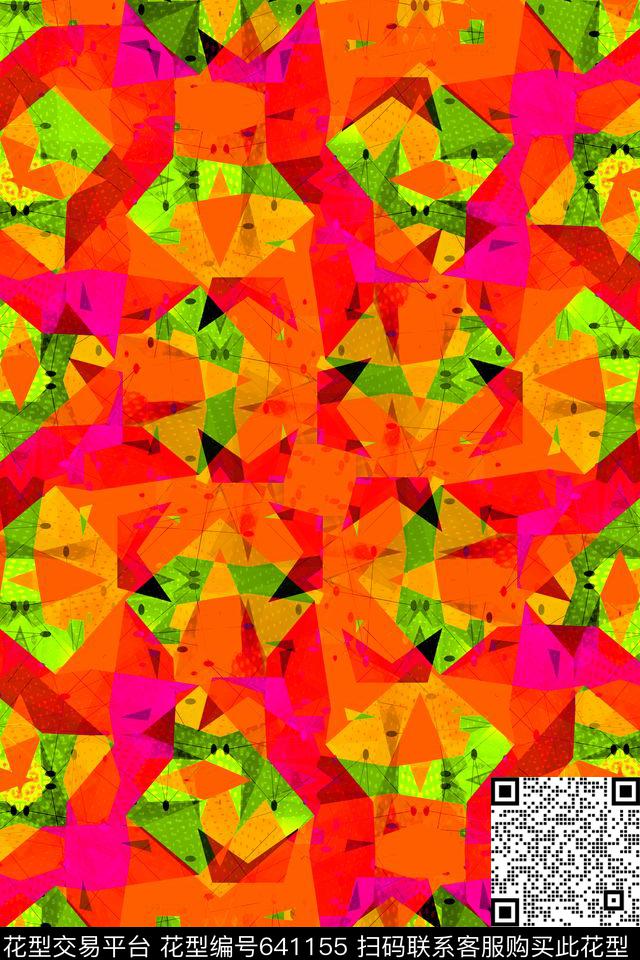 小方块不规则几何三角形传统印花华亿平台下载（图片编号: 641155） - 瓦栏（Walan）