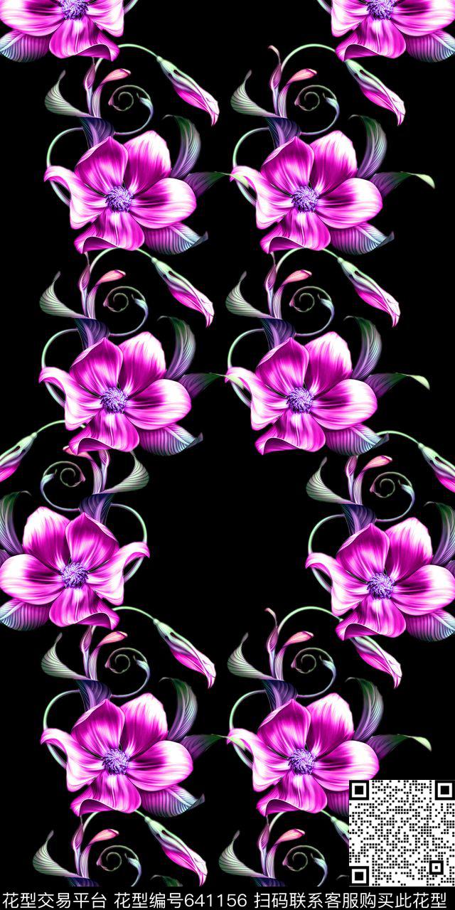 欧美手绘花卉床品数码印花华亿平台下载（图片编号: 641156） - 瓦栏（Walan）