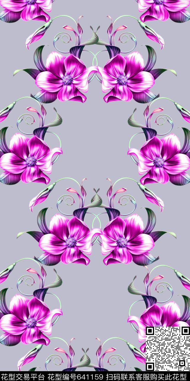 欧美手绘花卉床品数码印花华亿平台下载（图片编号: 641159） - 瓦栏（Walan）