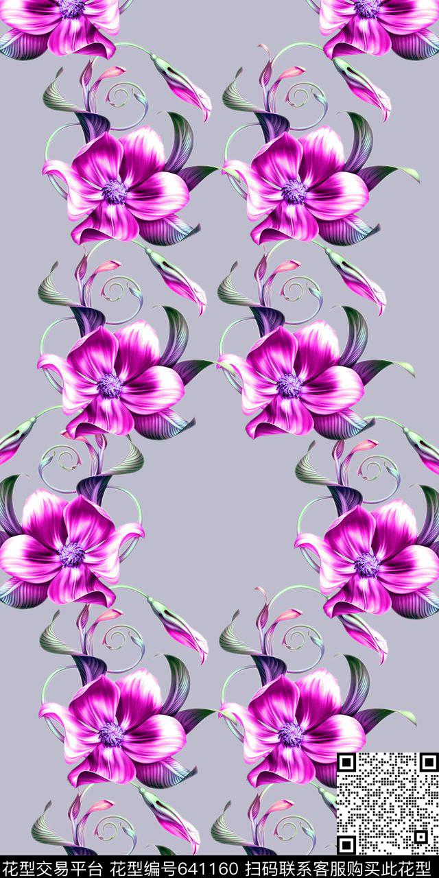 欧美手绘花卉床品数码印花华亿平台下载（图片编号: 641160） - 瓦栏（Walan）