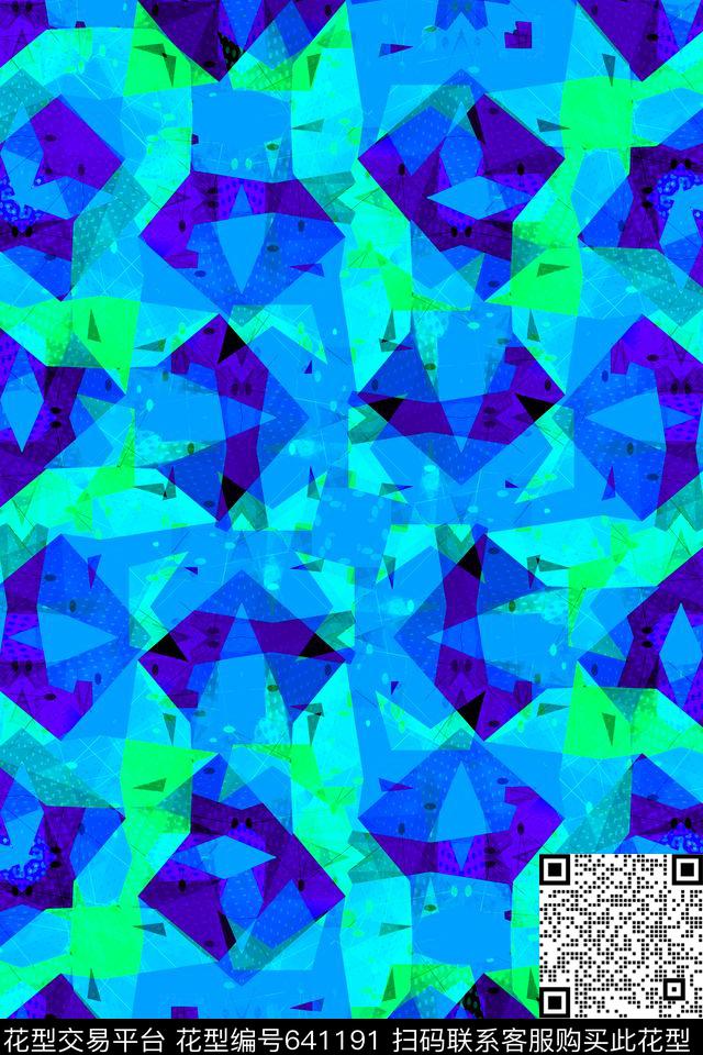 小方块不规则几何三角形传统印花华亿平台下载（图片编号: 641191） - 瓦栏（Walan）