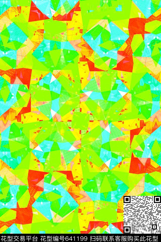 小方块不规则几何三角形传统印花华亿平台下载（图片编号: 641199） - 瓦栏（Walan）