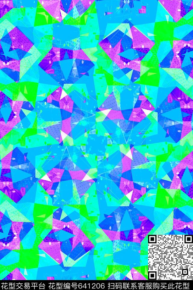 小方块不规则几何三角形传统印花华亿平台下载（图片编号: 641206） - 瓦栏（Walan）