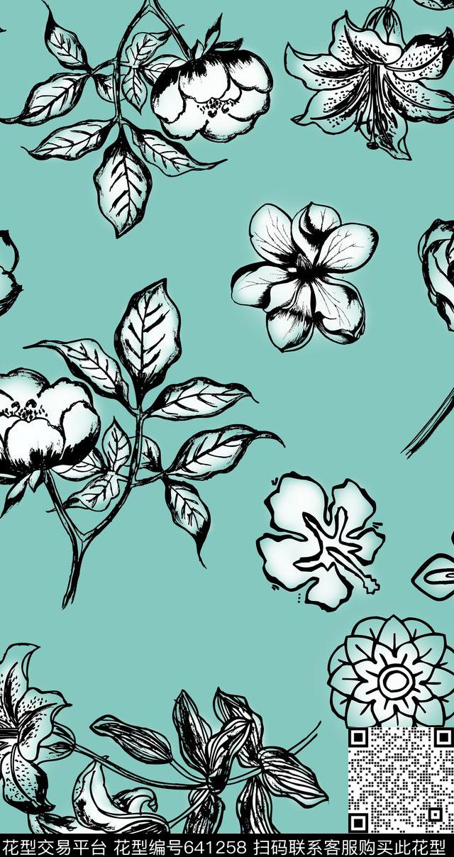 花卉传统花朵传统印花华亿平台下载（图片编号: 641258） - 瓦栏（Walan）