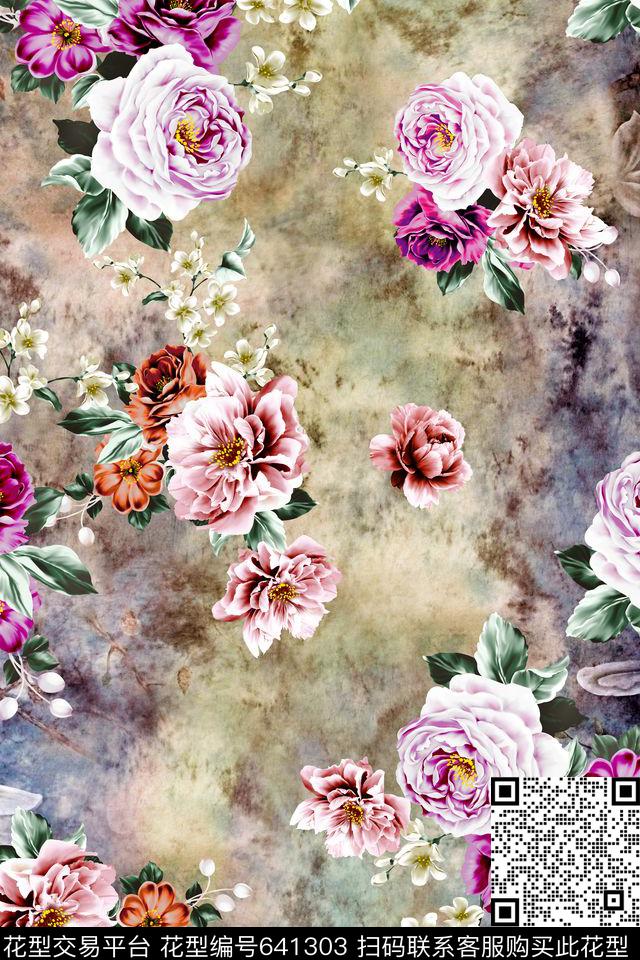 玫瑰淡雅花卉小碎花数码印花华亿平台下载（图片编号: 641303） - 瓦栏（Walan）