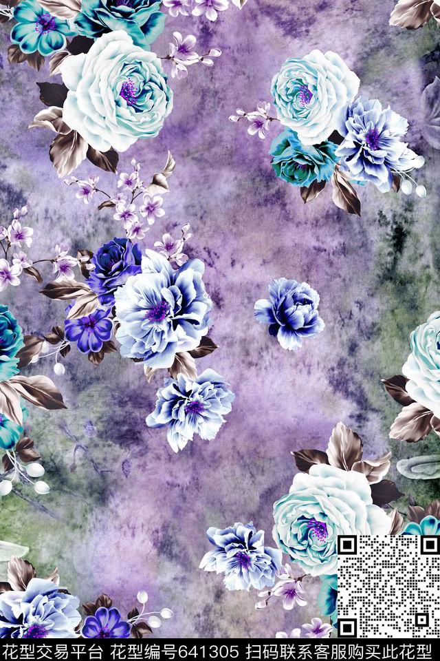 玫瑰淡雅花卉小碎花数码印花华亿平台下载（图片编号: 641305） - 瓦栏（Walan）