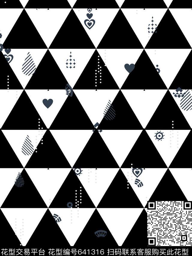 圆点三角形几何传统印花华亿平台下载（图片编号: 641316） - 瓦栏（Walan）