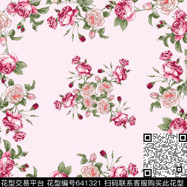 时尚手绘花卉大花数码印花华亿平台下载（图片编号: 641321） - 瓦栏（Walan）