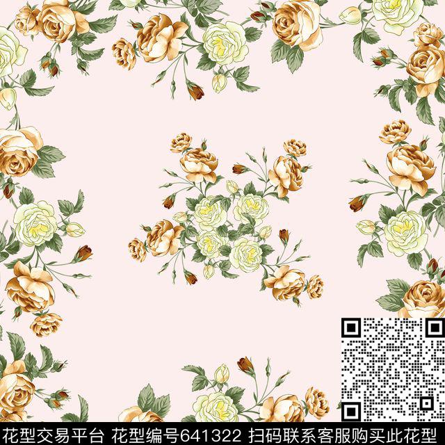 时尚手绘花卉大花数码印花华亿平台下载（图片编号: 641322） - 瓦栏（Walan）