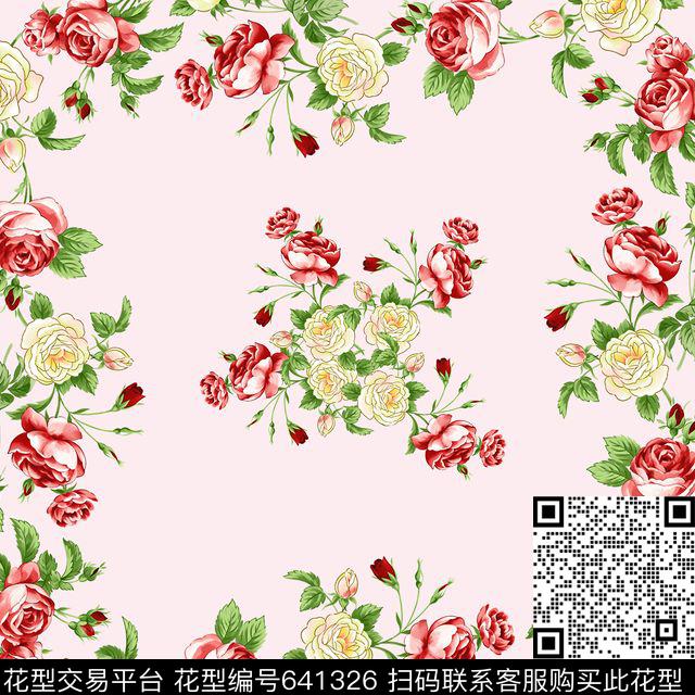时尚手绘花卉大花数码印花华亿平台下载（图片编号: 641326） - 瓦栏（Walan）