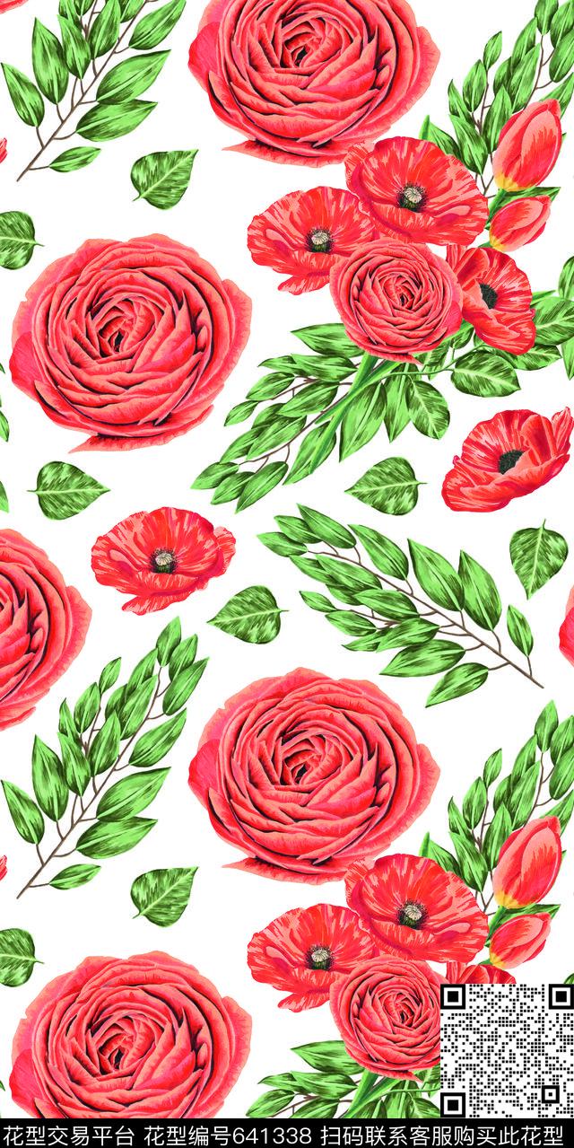 romanticwatercolorflowers数码印花华亿平台下载（图片编号: 641338） - 瓦栏（Walan）