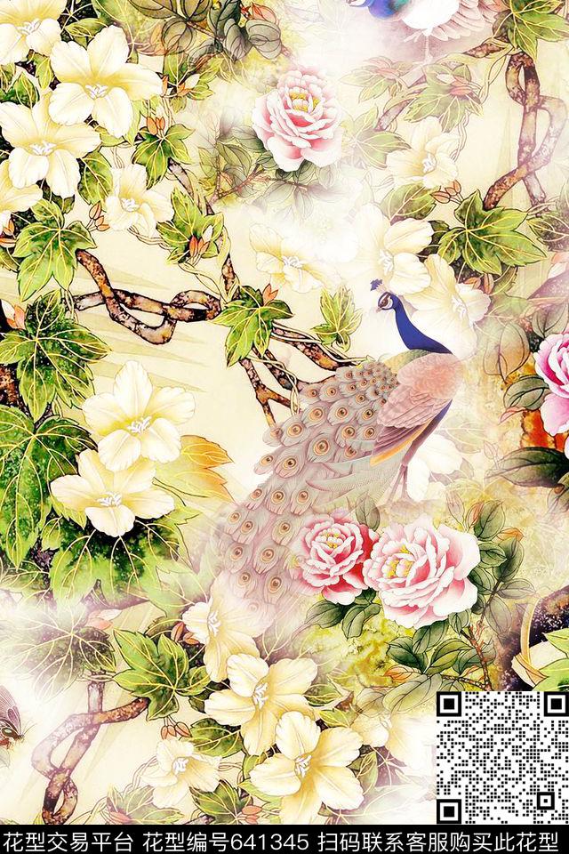 民族风中国风工笔画数码印花华亿平台下载（图片编号: 641345） - 瓦栏（Walan）