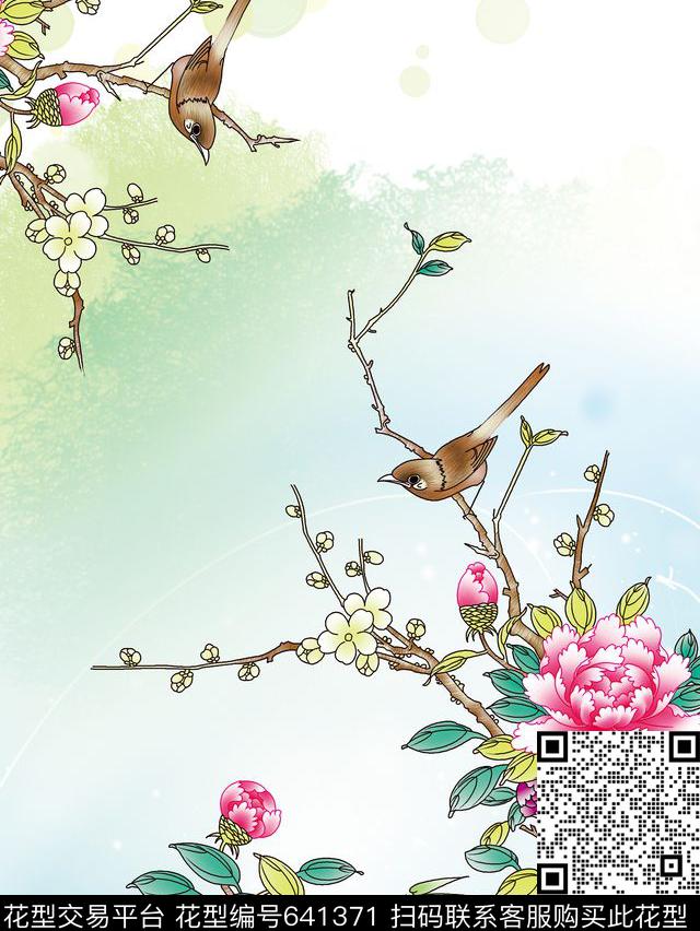 Fei-女装手绘水墨画Fei-创意花卉数码印花华亿平台下载（图片编号: 641371） - 瓦栏（Walan）
