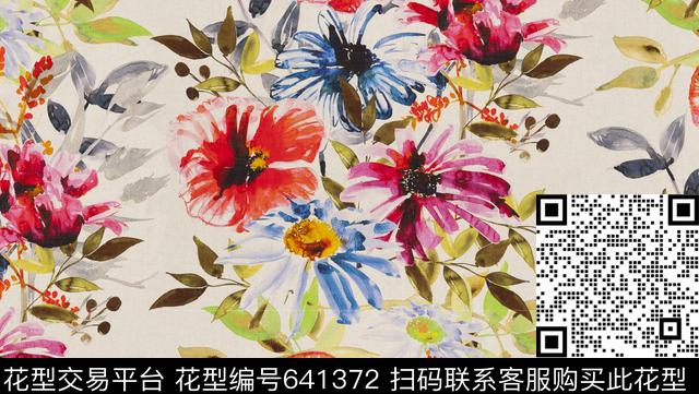 趣味水墨中国风数码印花华亿平台下载（图片编号: 641372） - 瓦栏（Walan）