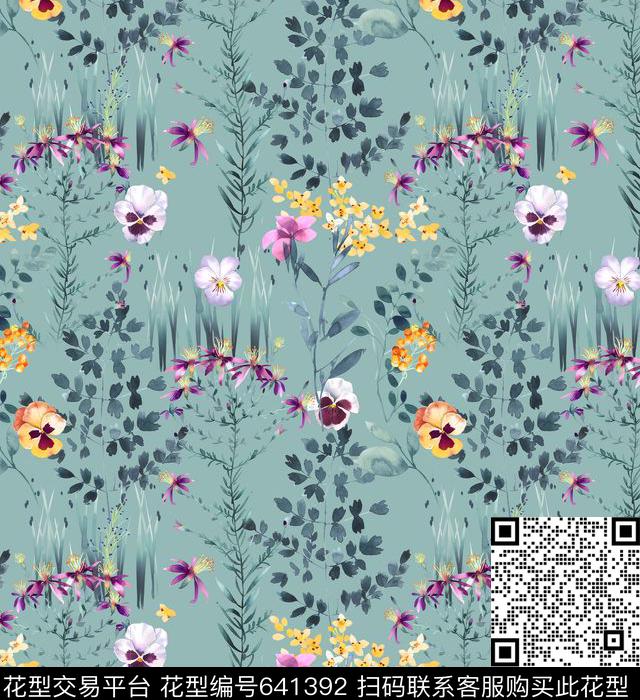 小碎花花卉手绘数码印花华亿平台下载（图片编号: 641392） - 瓦栏（Walan）
