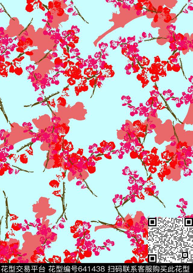 梅花小碎花数码印花华亿平台下载（图片编号: 641438） - 瓦栏（Walan）