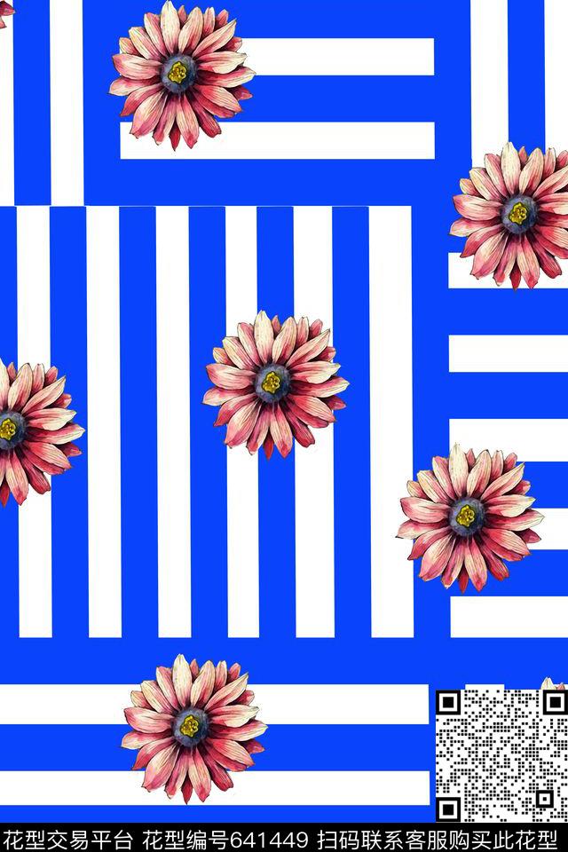 花朵花卉几何数码印花华亿平台下载（图片编号: 641449） - 瓦栏（Walan）
