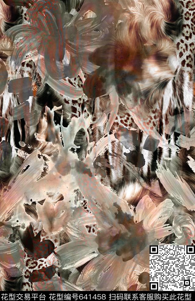 花卉豹纹皮毛数码印花华亿平台下载（图片编号: 641458） - 瓦栏（Walan）