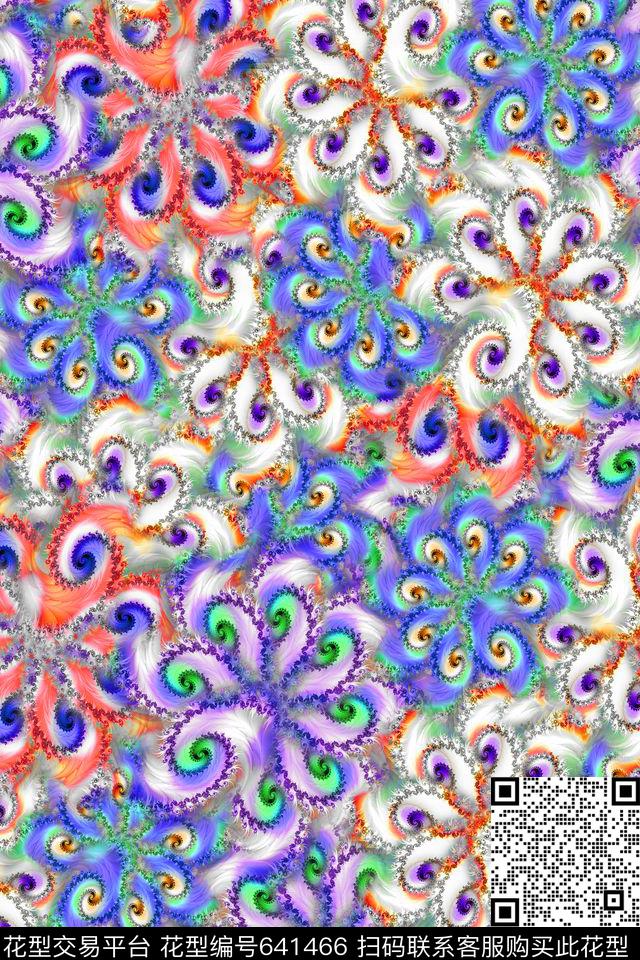 几何抽象分形艺术数码印花华亿平台下载（图片编号: 641466） - 瓦栏（Walan）