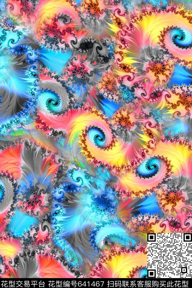 几何抽象分形艺术数码印花华亿平台下载（图片编号: 641467） - 瓦栏（Walan）