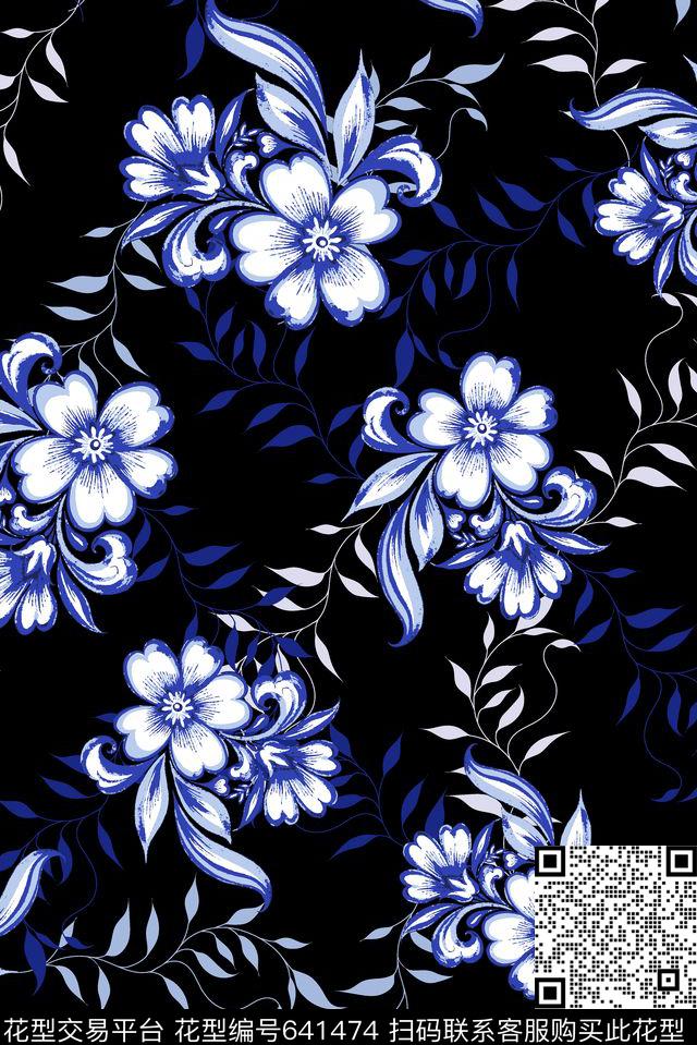 民族风旗袍青花瓷传统印花华亿平台下载（图片编号: 641474） - 瓦栏（Walan）