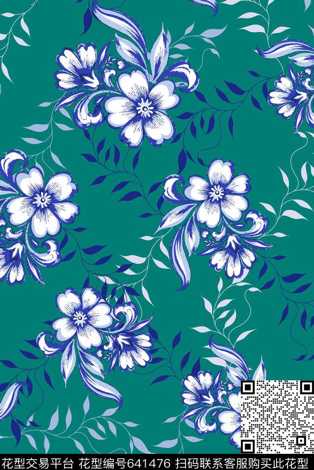 民族风旗袍青花瓷传统印花华亿平台下载（图片编号: 641476） - 瓦栏（Walan）