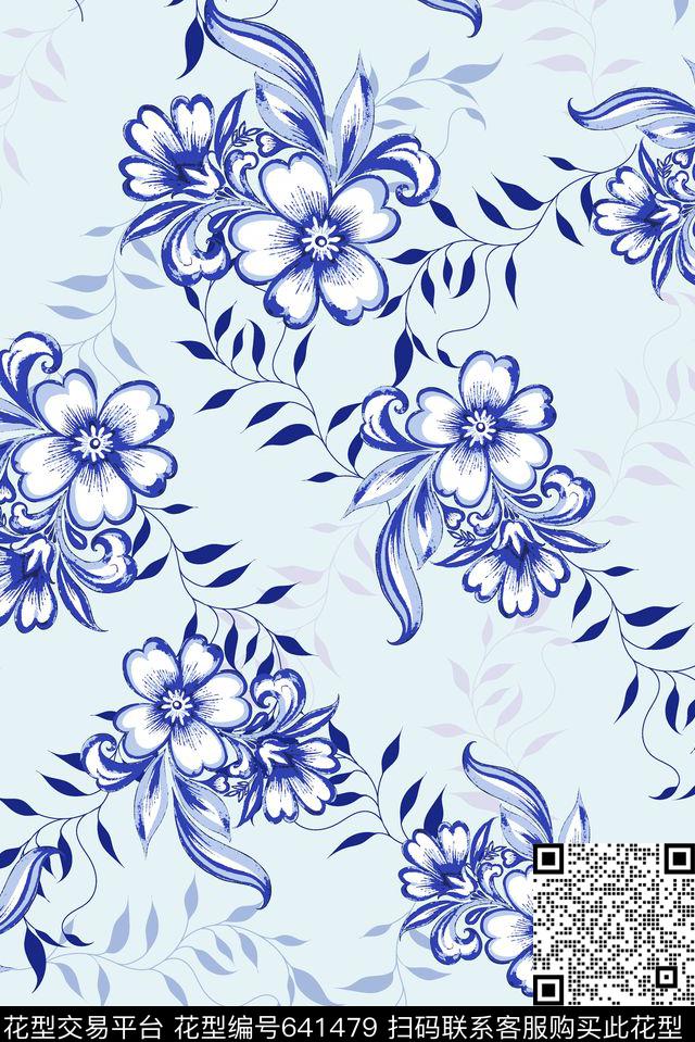 民族风旗袍青花瓷传统印花华亿平台下载（图片编号: 641479） - 瓦栏（Walan）