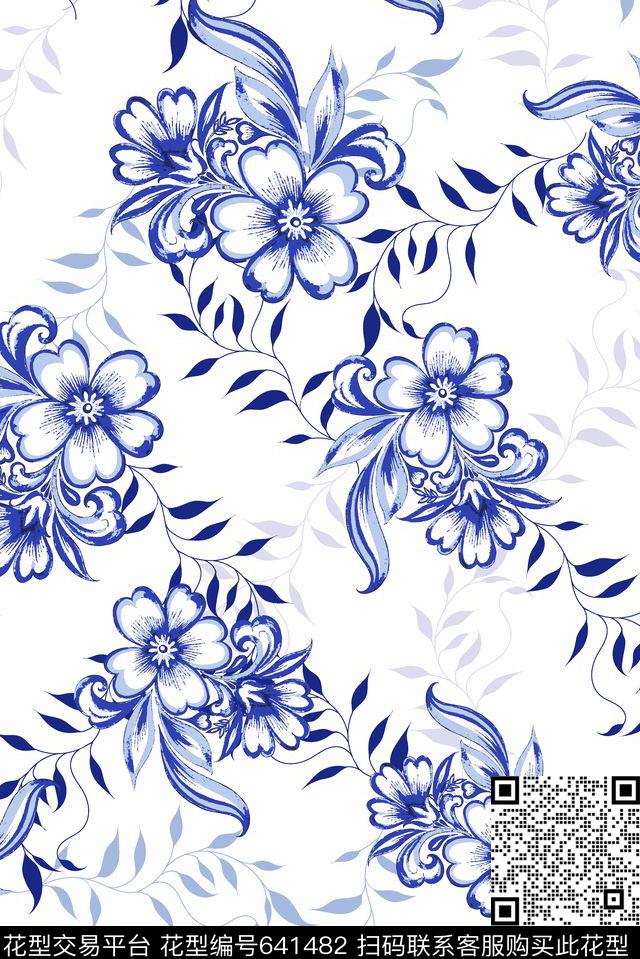 民族风旗袍青花瓷传统印花华亿平台下载（图片编号: 641482） - 瓦栏（Walan）