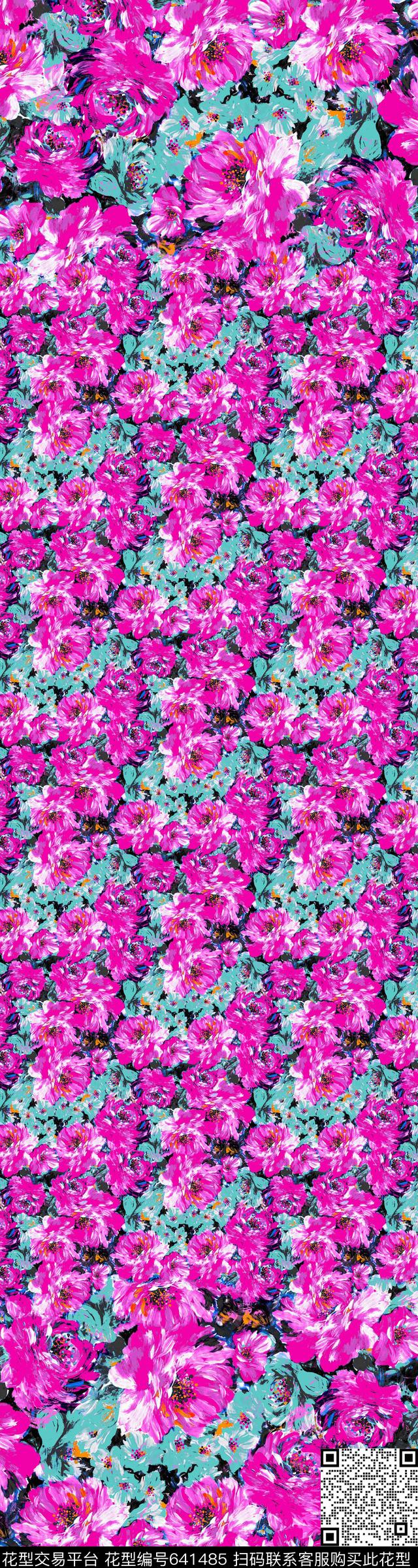 花朵花卉定位传统印花华亿平台下载（图片编号: 641485） - 瓦栏（Walan）