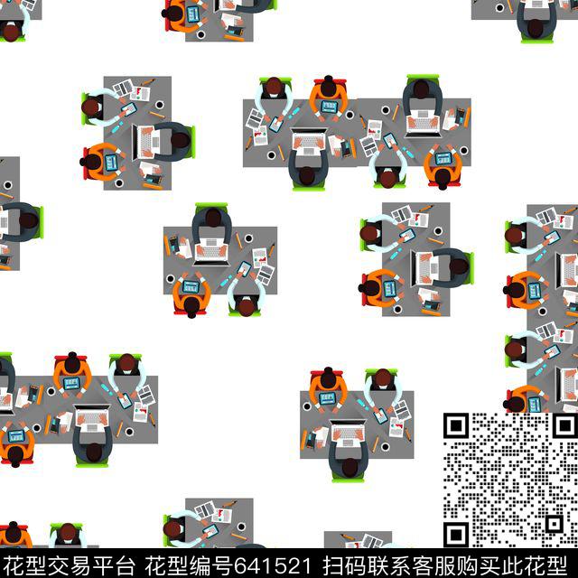 卡通办公人员数码印花华亿平台下载（图片编号: 641521） - 瓦栏（Walan）
