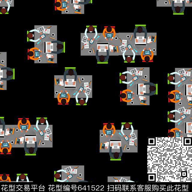 卡通办公人员数码印花华亿平台下载（图片编号: 641522） - 瓦栏（Walan）