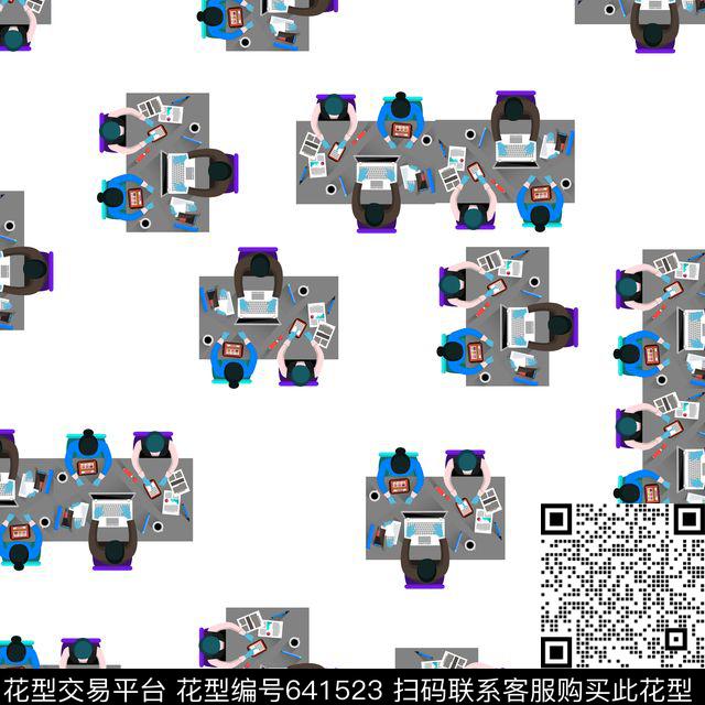 卡通办公人员数码印花华亿平台下载（图片编号: 641523） - 瓦栏（Walan）