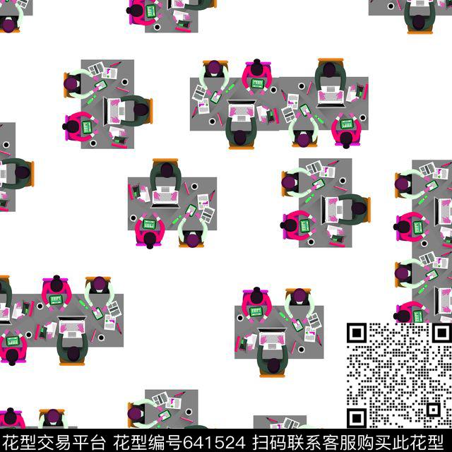 卡通办公人员数码印花华亿平台下载（图片编号: 641524） - 瓦栏（Walan）