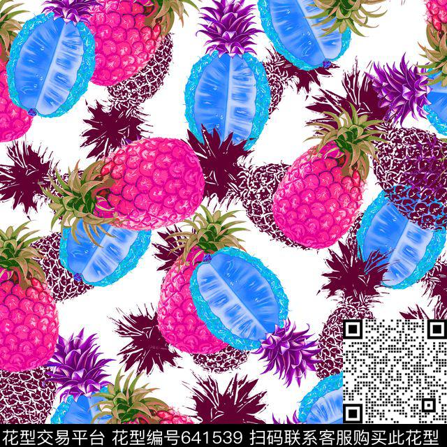 热带水果菠萝数码印花华亿平台下载（图片编号: 641539） - 瓦栏（Walan）