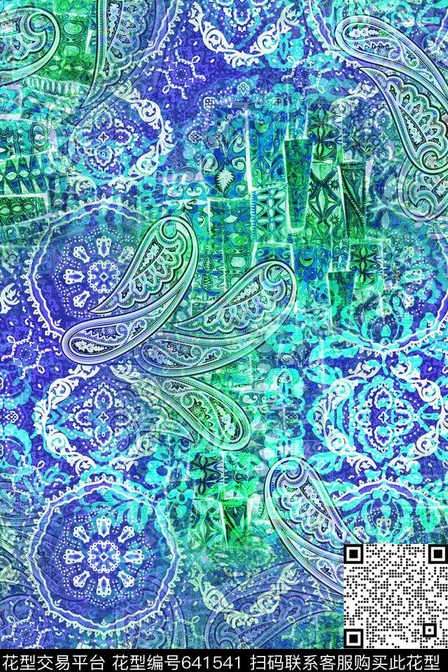 佩斯利民族风部落花纹数码印花华亿平台下载（图片编号: 641541） - 瓦栏（Walan）