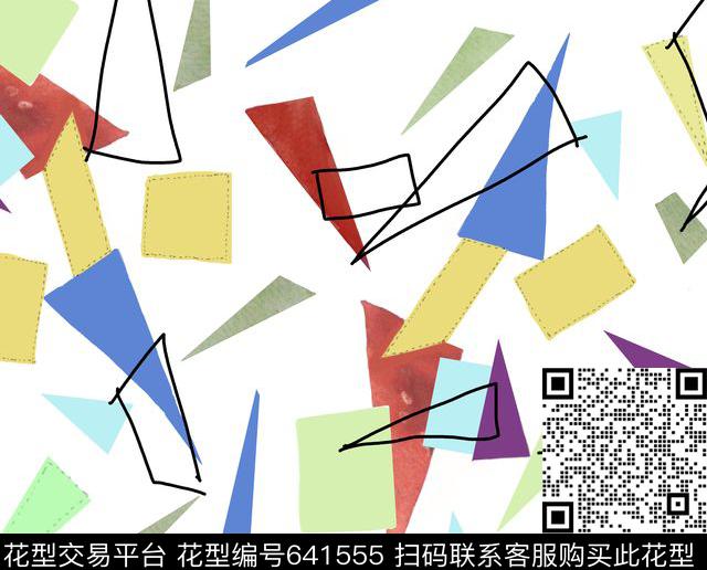 不规则几何色块三角形数码印花华亿平台下载（图片编号: 641555） - 瓦栏（Walan）