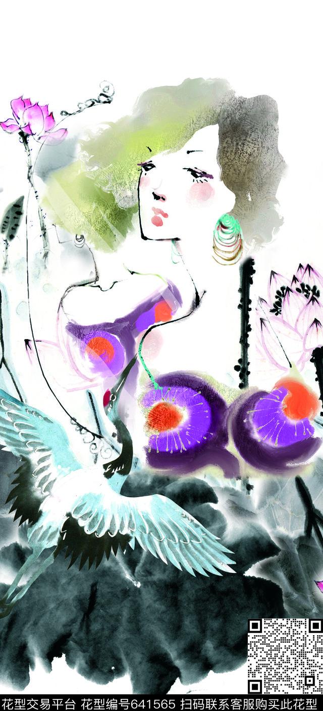 山水画植物动物数码印花华亿平台下载（图片编号: 641565） - 瓦栏（Walan）