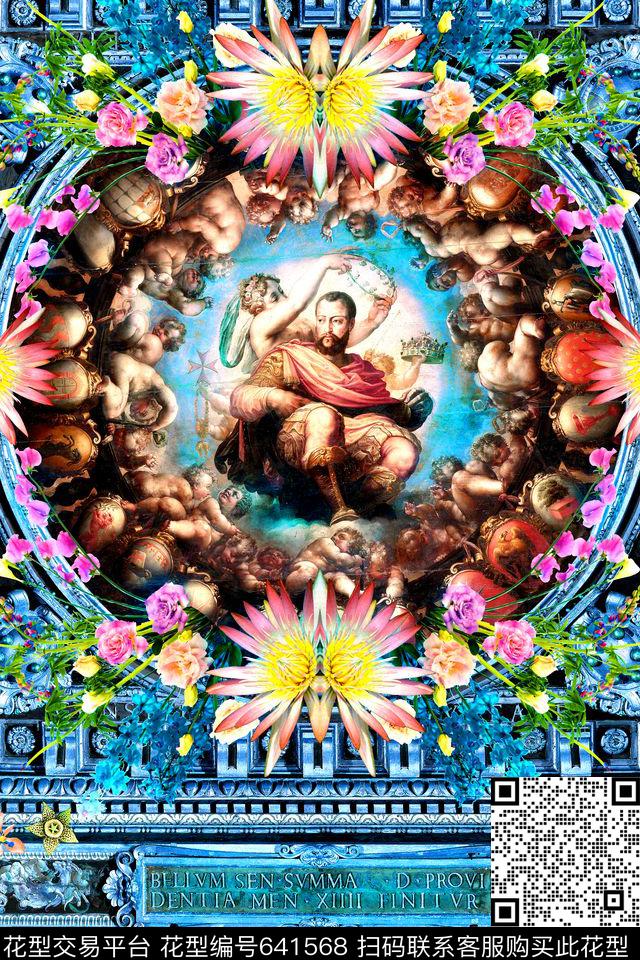 几何建筑花卉数码印花华亿平台下载（图片编号: 641568） - 瓦栏（Walan）