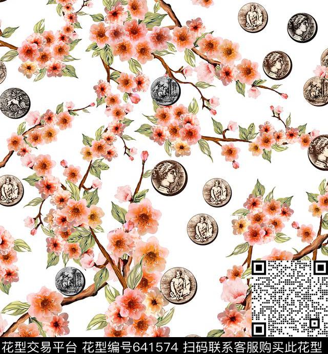 花朵花卉古币数码印花华亿平台下载（图片编号: 641574） - 瓦栏（Walan）