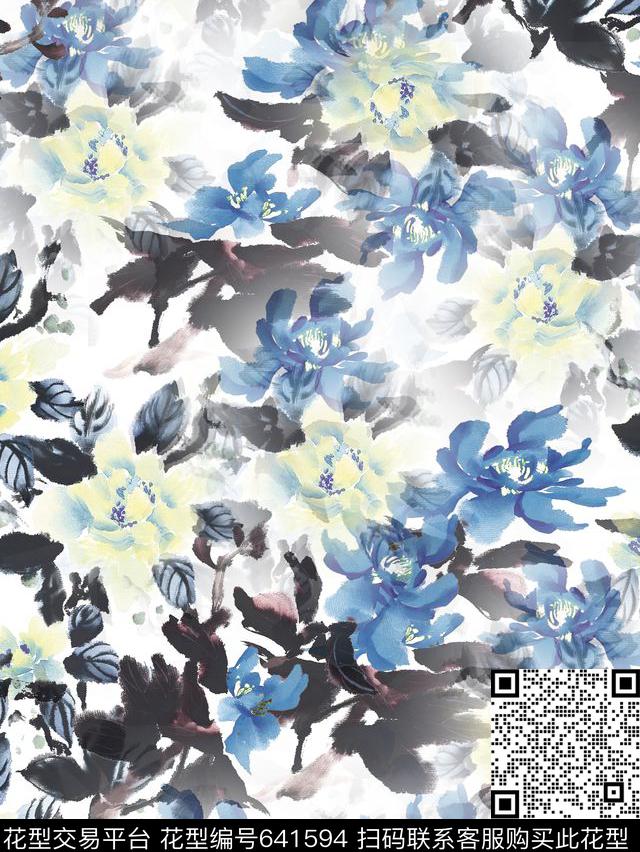 复古、油画、花卉迪拜花卉数码印花华亿平台下载（图片编号: 641594） - 瓦栏（Walan）