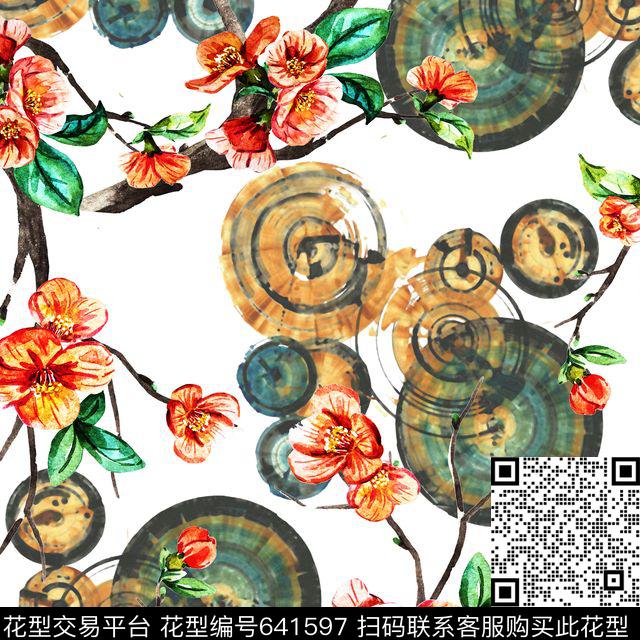 民族风中国风水墨画数码印花华亿平台下载（图片编号: 641597） - 瓦栏（Walan）