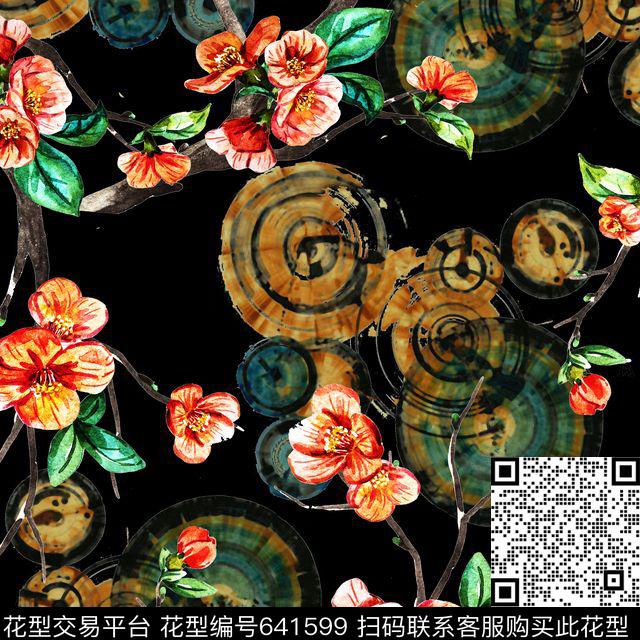 民族风中国风水墨画数码印花华亿平台下载（图片编号: 641599） - 瓦栏（Walan）