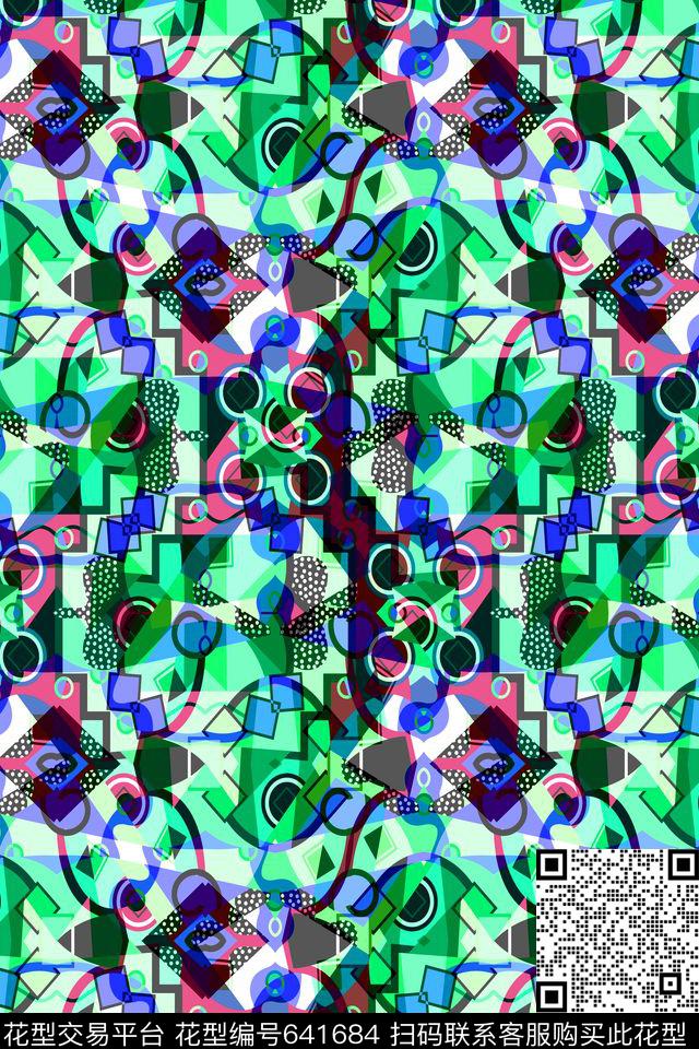 几何彩色图案方格不规则几何传统印花华亿平台下载（图片编号: 641684） - 瓦栏（Walan）