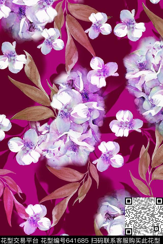 手绘水彩花水彩元素水彩原创手绘数码印花华亿平台下载（图片编号: 641685） - 瓦栏（Walan）